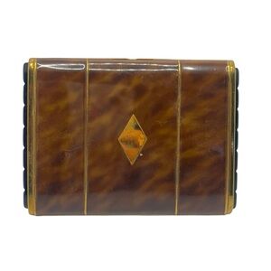Klix Marathon MCM gold tone tortoise shell brown cigarette case vintage 1940’s